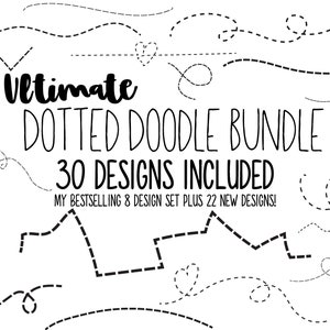 Dotted Line Doodles 30 design set + heart bundle  digital download for DIY & Crafts doodles for state svg crafts embellishments and more!