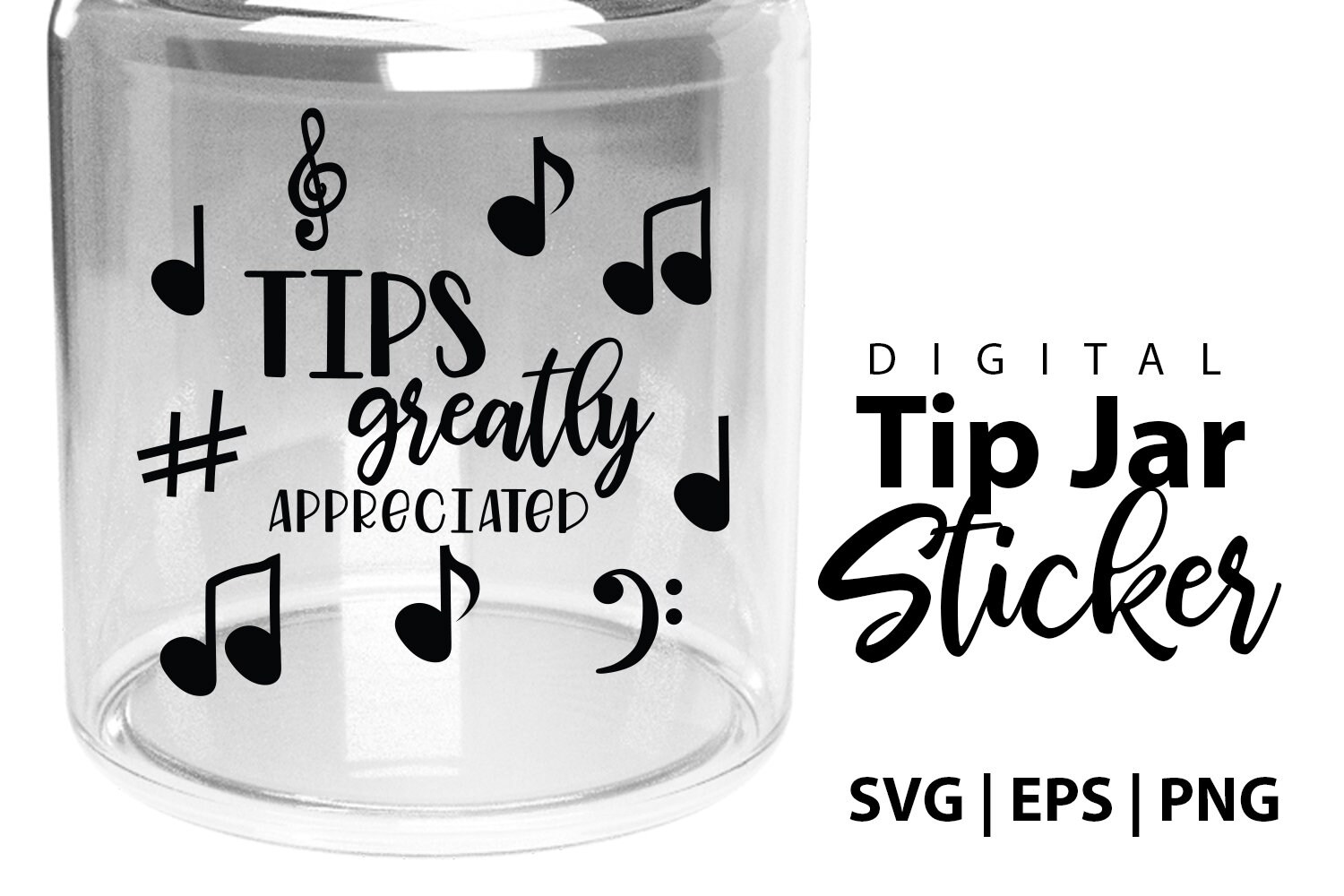 tip-jar-digital-sticker-tip-jar-design-tips-greatly-appreciated-with-music-notes-and-symbols-perfect-for-diy-musician-tip-jars-etsy for Free Printable Tip Jar Signs Tip Jar Digital Sticker Tip Jar Design