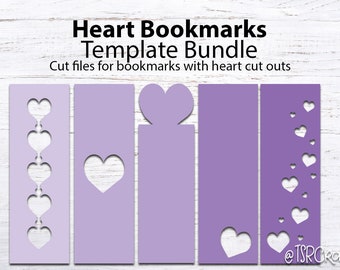 Bookmark Template - Heart Bookmarks Template Bundle to make DIY bookmarks and diy gifts