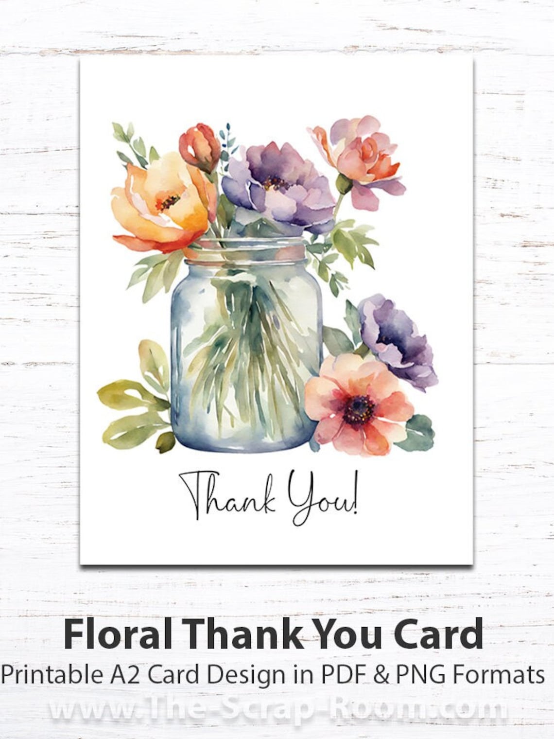 Printable Thank You Card #11 Watercolor Floral Thank You Card - Etsy