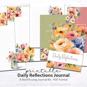 Daily Reflection Journal Printable | Self Care Journal PDF Mindfulness and Gratitude Journal Mental Health Journal for Personal Growth