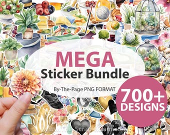 stickerbundel aquarel afdrukbare stickers voor junk dagboek plakboeksticker mega pack afdrukbare aquarel ephemera voor journaling kit