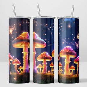 Seamless tumbler png wrap sublimation design 20 oz skinny tumbler design png skinny tumbler magical mushroom seamless tumbler wrap design 3