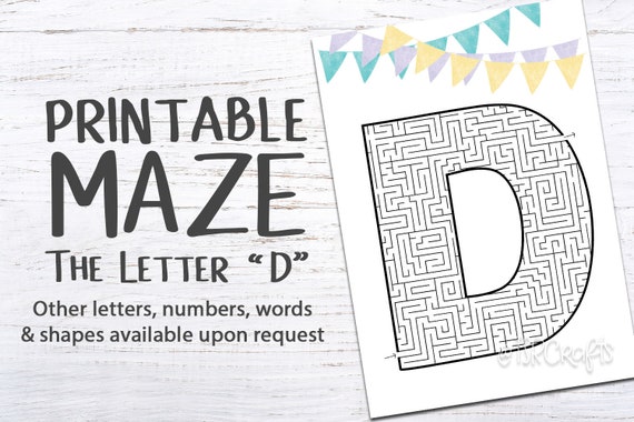 printable letter d maze activity page for kids 1 one page etsy