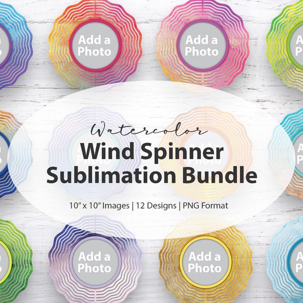 Photo Frame Wind Spinner Sublimation Design PNG, Hanging spinner, wind spinner png, garden gift, gift for her, Watercolor sublimation BUNDLE