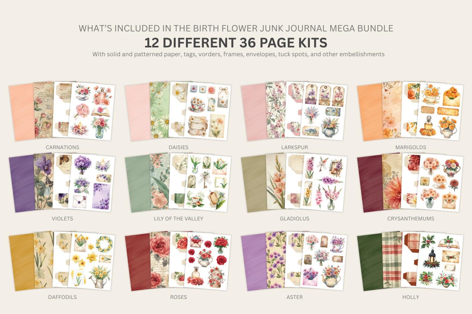 Floral Junk Journal Kit Mega Bundle Vintage Printable Ephemera ...