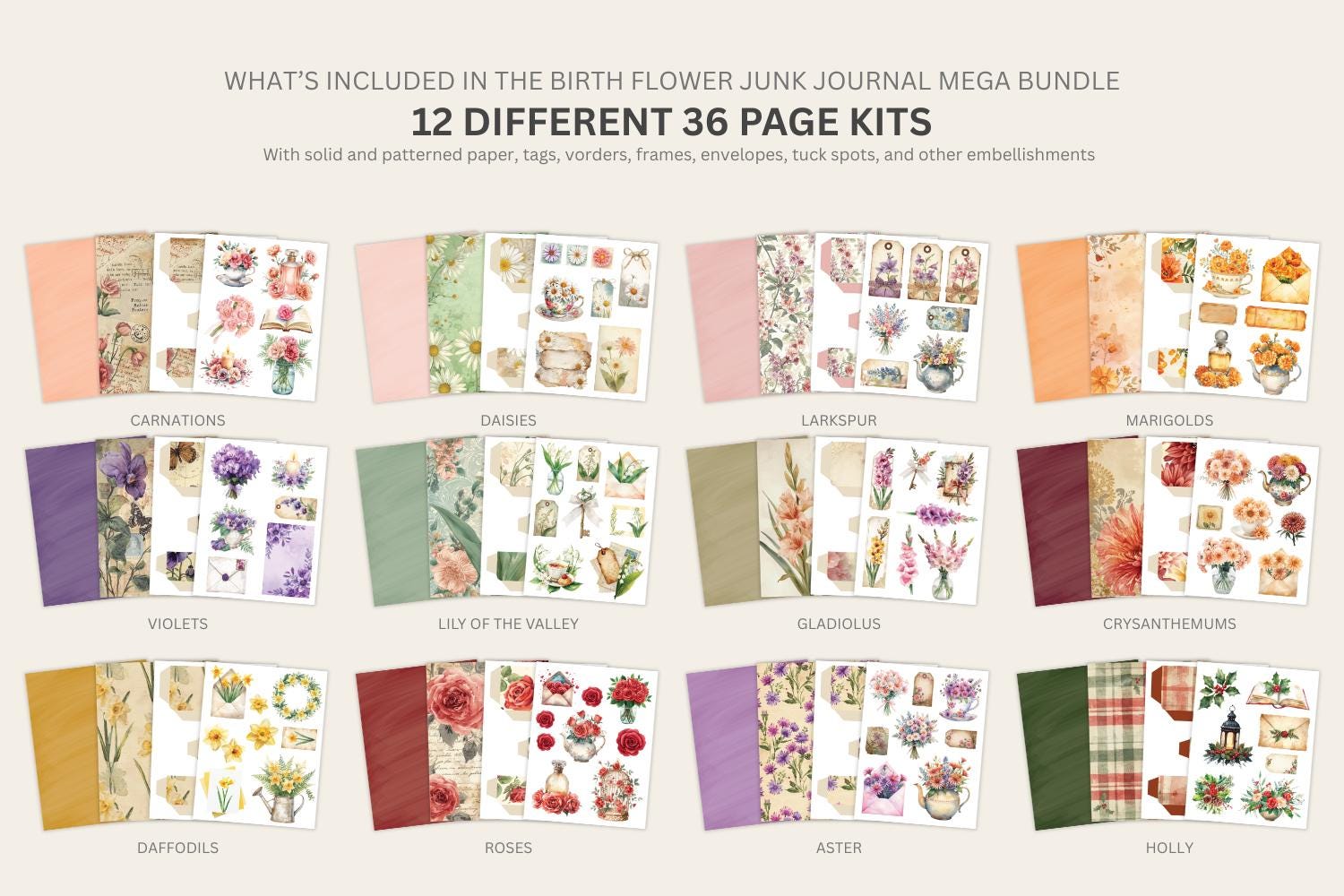 Floral Junk Journal Kit Mega Bundle Vintage Printable Ephemera ...