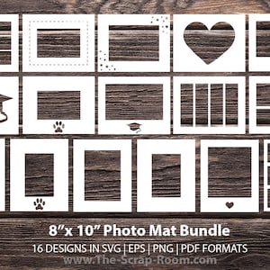 Photo Mat / Photo Frame SVG Bundle for 8x10 picture frames photo mat cut files for diy photo gift birthday anniversary wedding