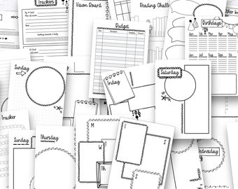 Planner inserts printable planner bundle planner templates digital planner daily planner notion templates hand drawn doodle planner undated