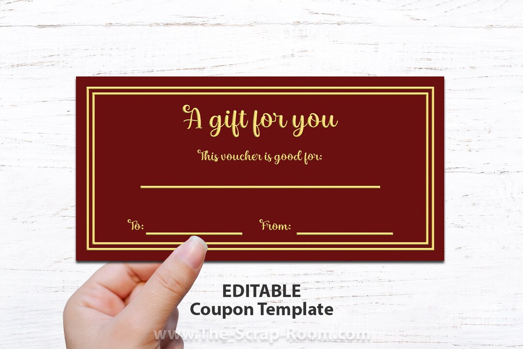 Coupon Book Printable Template Downloadable Gift Idea 1 Page Template ...