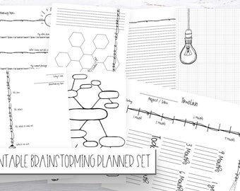 BRAINSTORMING Planner printables  8 page planner / journal inserts set Printable Planner Inserts in PDF format  Ready to Color In!