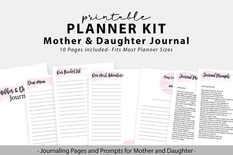 Mom Journal / Mother &amp; Daughter Printable Journal Set 10 - Etsy