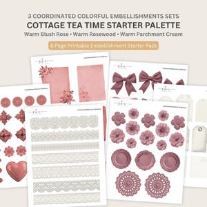Cottage Tea Time – Druckbare Papierbastelvorlagen, Starterpalette, Junk Journal Ephemera-Sammlung