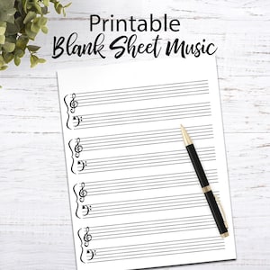 Printable Sheet Music Stationary Bundle Lined Sheet Music Paper Treble ...