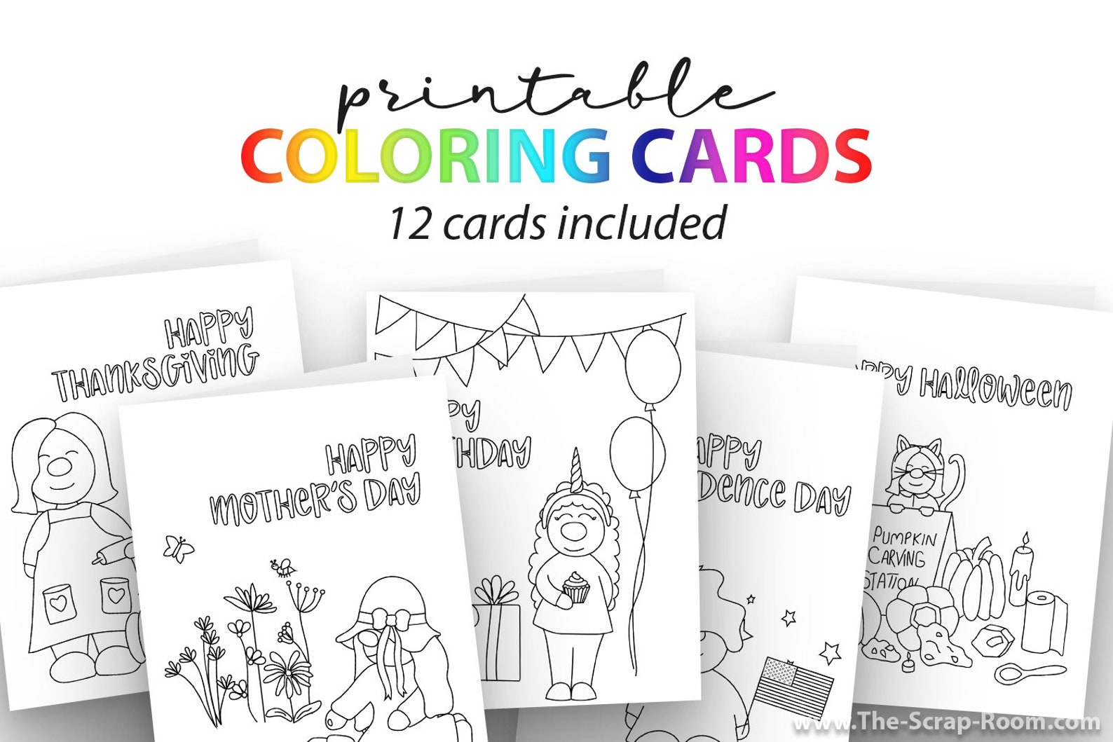 Printable Coloring Card Bundle Printable A2 Card Templates - Etsy