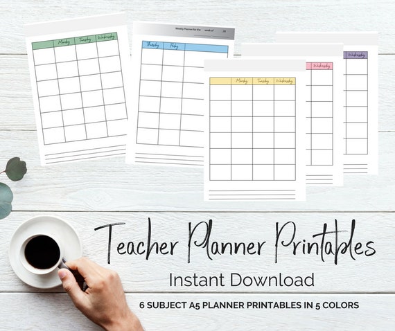 Teacher's 6 Subject Printable Planner Templates bundle | Etsy