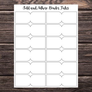 Printable Fold and Adhere Binder Tabs