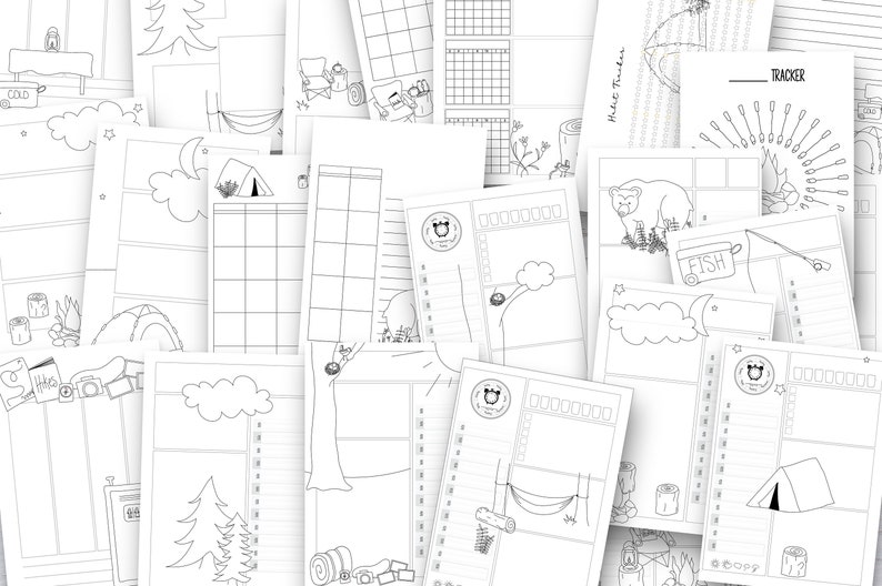 Printable Bullet Planner inserts kit: undated Doodle Planner Ult. Bundle, notion templates, adult coloring pages, templates, pages image 4