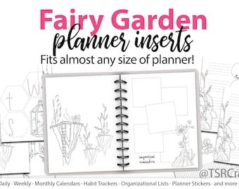 Printable Journal Inserts - Fairy garden bullet planner - digital / printable journal templates bundle, layouts, pages, notion templates