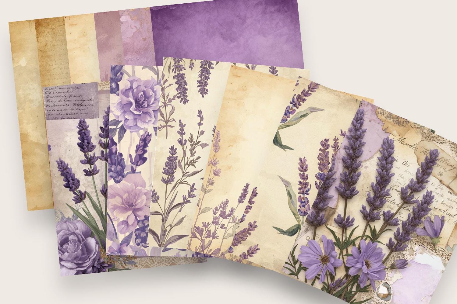 Lavender Junk Journal Kit Printable Purple Floral Ephemera Cottagecore ...