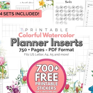 planner inserts printable bundle undated mood tracker habit tracker pdf printable planner pages for a5 planner a4 letter size digital insert