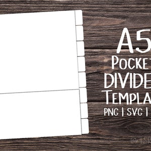 A5 Pocket Dividers Template, a5 dividers with pocket, planner dividers, notebook dividers, organizer, tabs, blank dividers in png, svg, eps