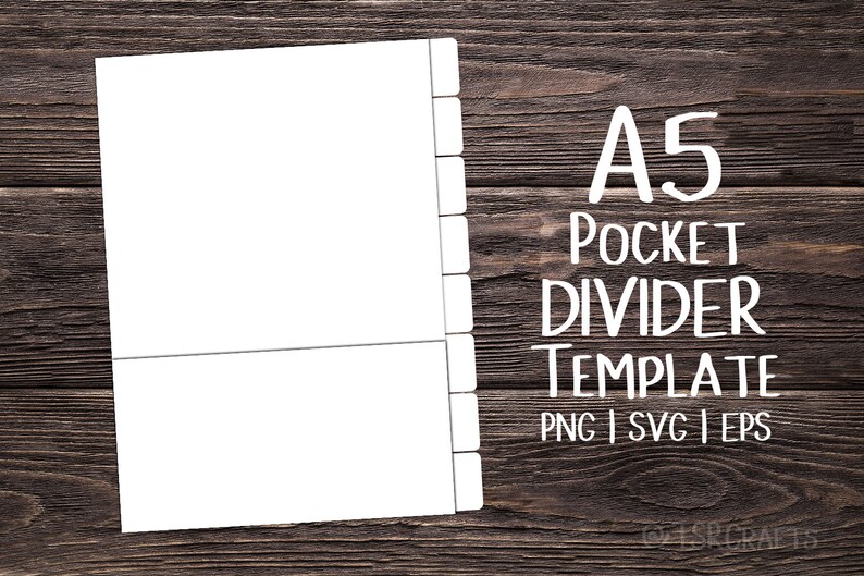 A5 Pocket Dividers Template, a5 dividers with pocket, planner dividers, notebook dividers, organizer, tabs, blank dividers in png, svg, eps