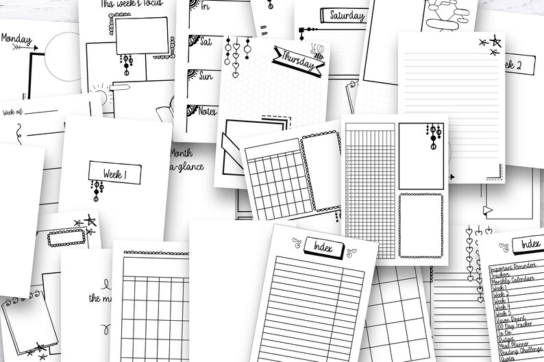 cute printable planner inserts - a full month long printable planner kit with hand drawn doodles