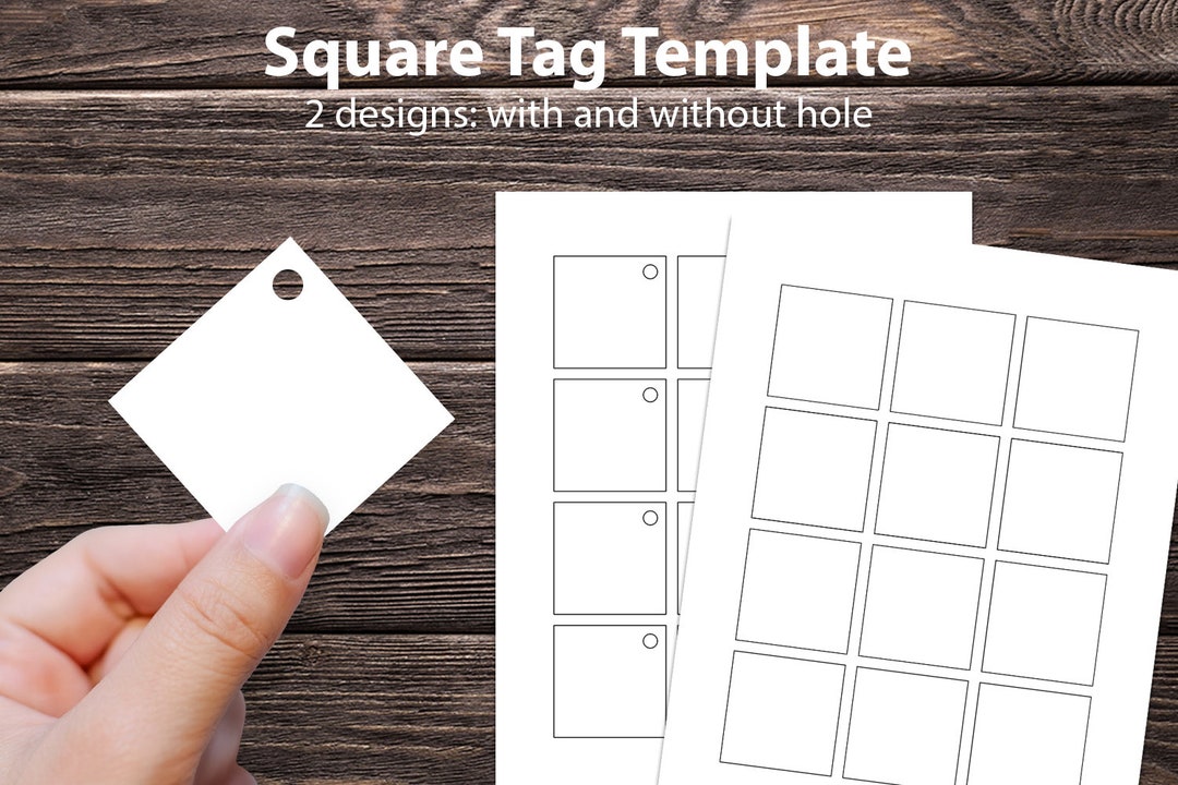 Square Hang Tag Template - 2" Square Tags Template With Hole and Without Hole Designs - Etsy