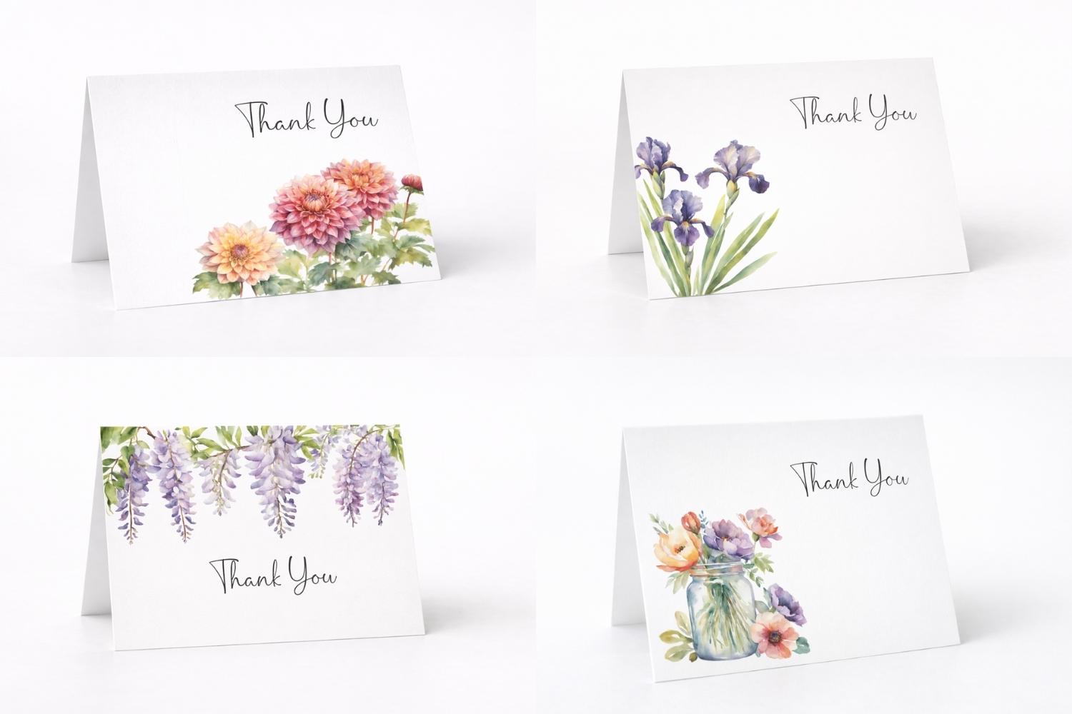 Printable Thank You Card Bundle PDF Card Floral Thank You Card Floral ...