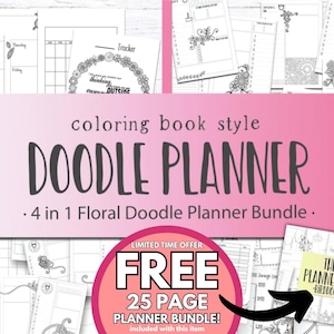 Floral Planner Mega Bundle  4 different Floral Doodle Planner Sets in 1  life planner printables  printable coloring planner