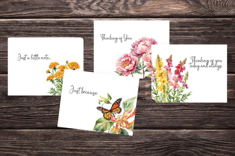 Printable Just Because Card Bundle PDF Thinking of You Cards Floral ...