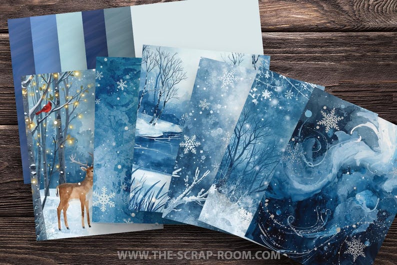 Blue Wonderland Christmas Junk Journal Kit Printable Winter Ephemera ...