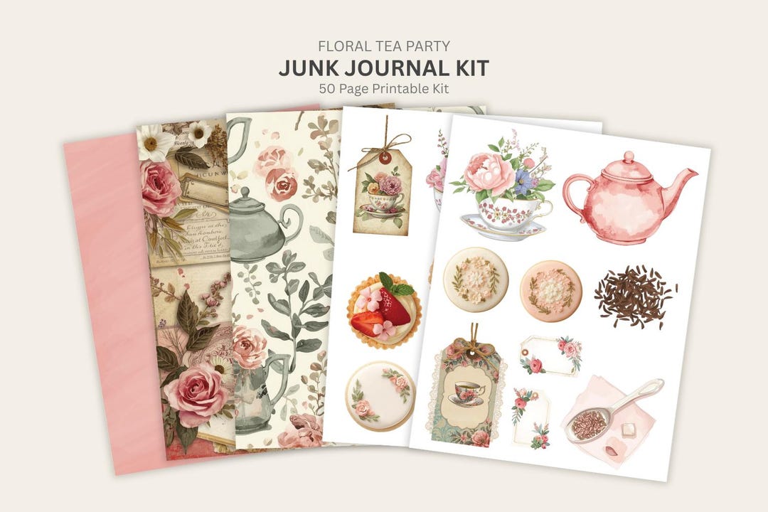 Floral Junk Journal Kit Printable Botanical Junk Journal Shabby Chic ...