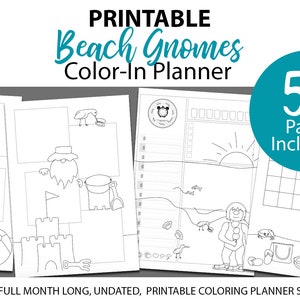 Printable journal templates bundle - Printable Gnome Planner Kit: Beach Gnomes Seasonal Digital Planner bundle