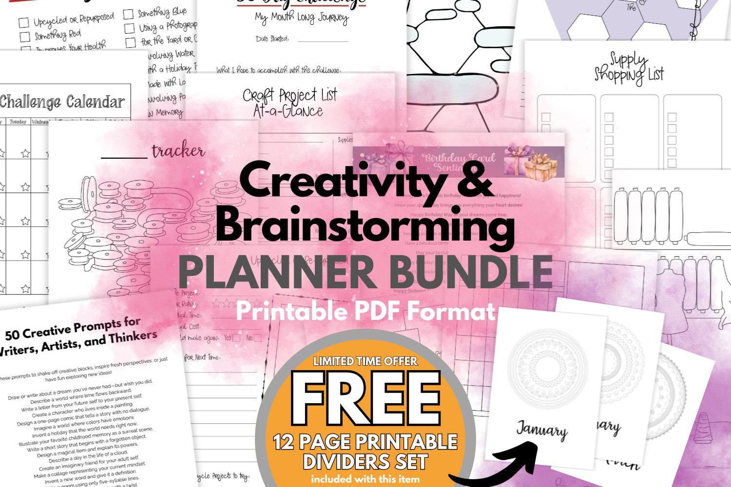 Creativity and Brainstorming Printable Planner Bundle Planning Tools ...