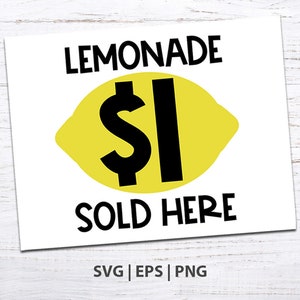 Lemonade 1 Dollar Sign PNG & SVGfor Print Cut or Digital use! Lemonade Stand SVG  Lemonade Stand Signs lemonade party decor etc
