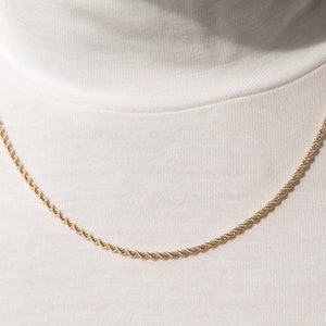 Rope Chain Necklace , 14k Solid Gold, Twisted Necklace, Diamond Cut Chain, Minimalist Necklace, Dainty Chain, Layering Chain, Sister Gift