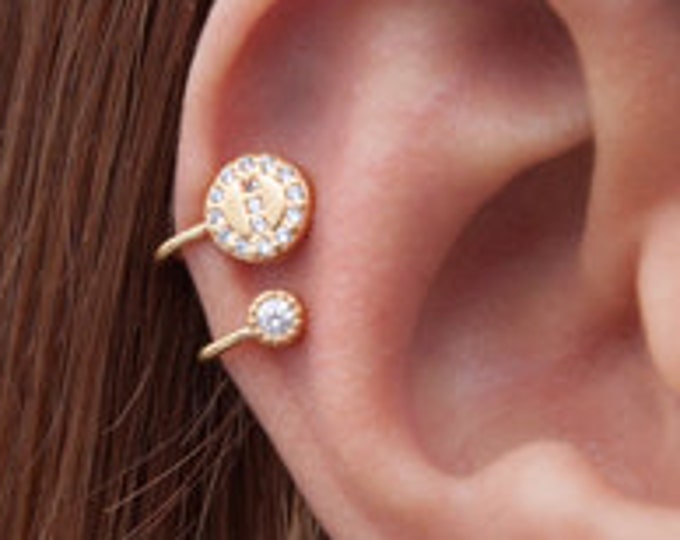 Silver Ear Cuff,  Non Pierced Earring, Cartilage Ear Cuff, Screw Detail Earring, Ear climber, Double Wrap Earrings