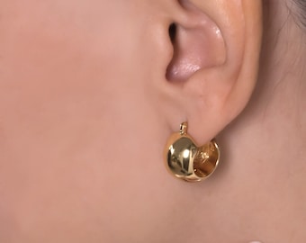 Gold Mini Hoop Earrings, 14Κ Solid Gold Huggie Earrings, Small Chunky Earrings, Hoop Minimal Earrings, Bold Statement Earring, Sister Gift