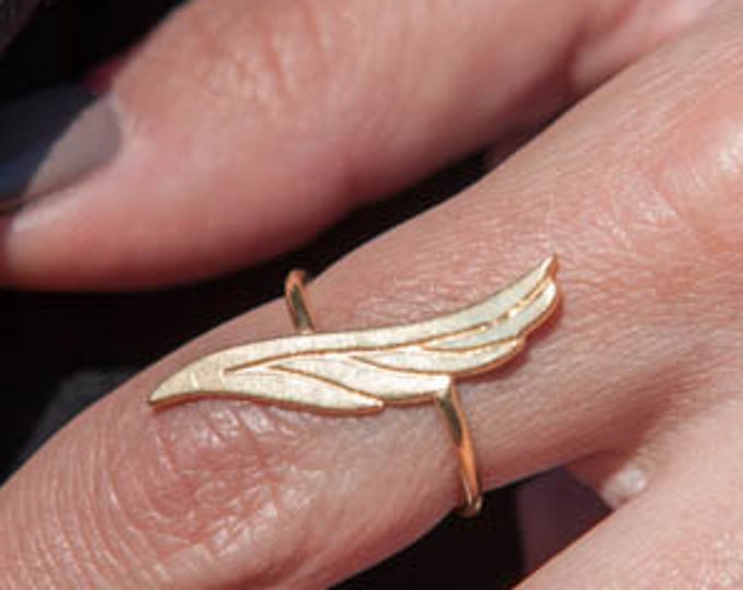 Angel Wing Ring,  Feather Ring,  Pointed Ring, Silver Feather, Guardian Angel Ring, Silver Angel Wing