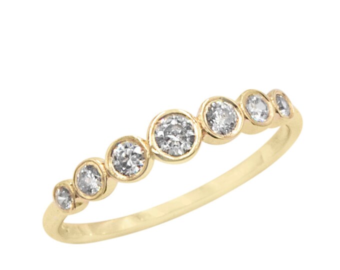 Diamond Gold Ring, Wedding Ring, Engagement Ring, Gold Stacking Ring, Half Eternity Ring, Black Diamond Ring, Diamond Ring, 7stone Gold Ring