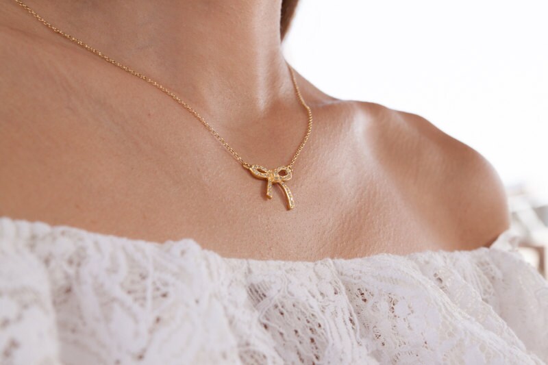 Bow Necklace Gold Bow Necklace 