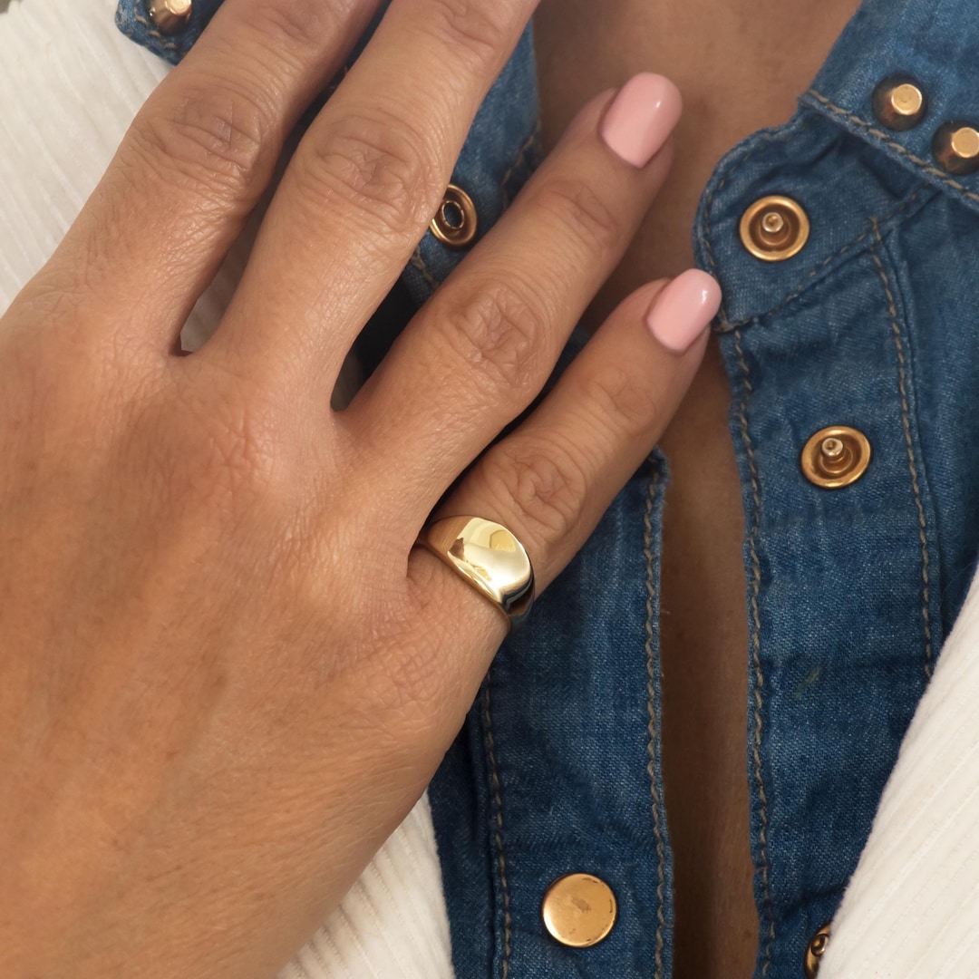Solid Gold 14k Signet Ring, Pinky Signet Ring, Gold 14k Pinky Ring