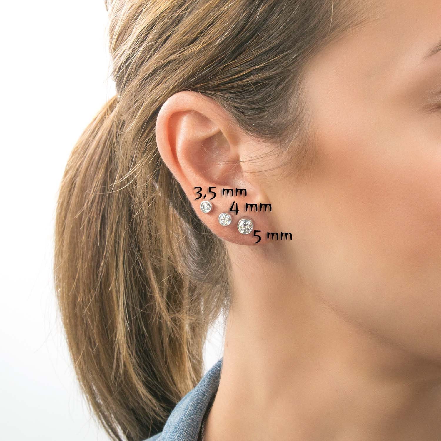 Gold Stud Earrings, Circle Stud Earrings, Gemstone Earrings, Solitaire