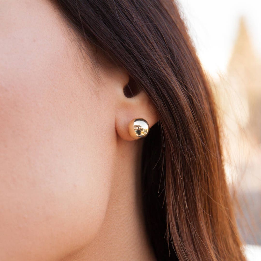 Ball Earrings Gold Ball Earrings Gold Stud Earrings Ball Etsy