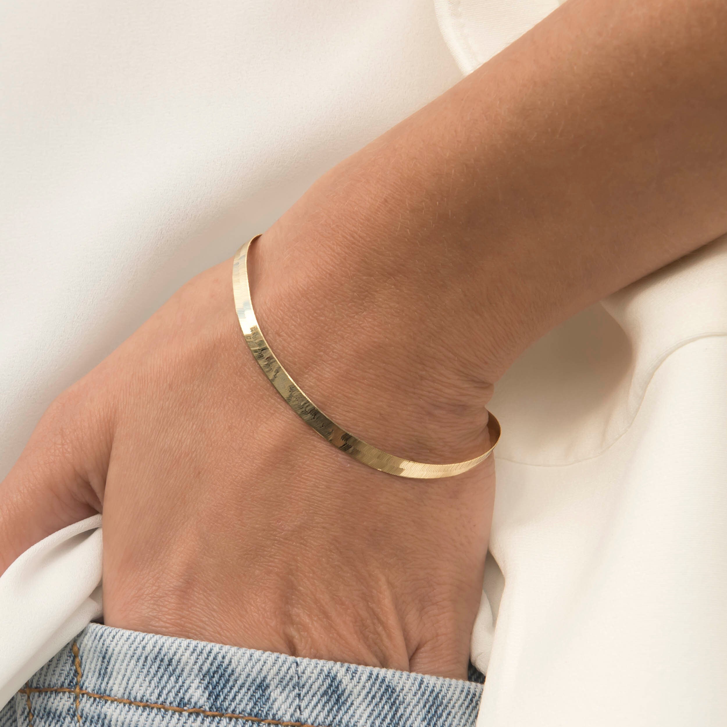 Baby Gold Thin Herringbone Bracelet