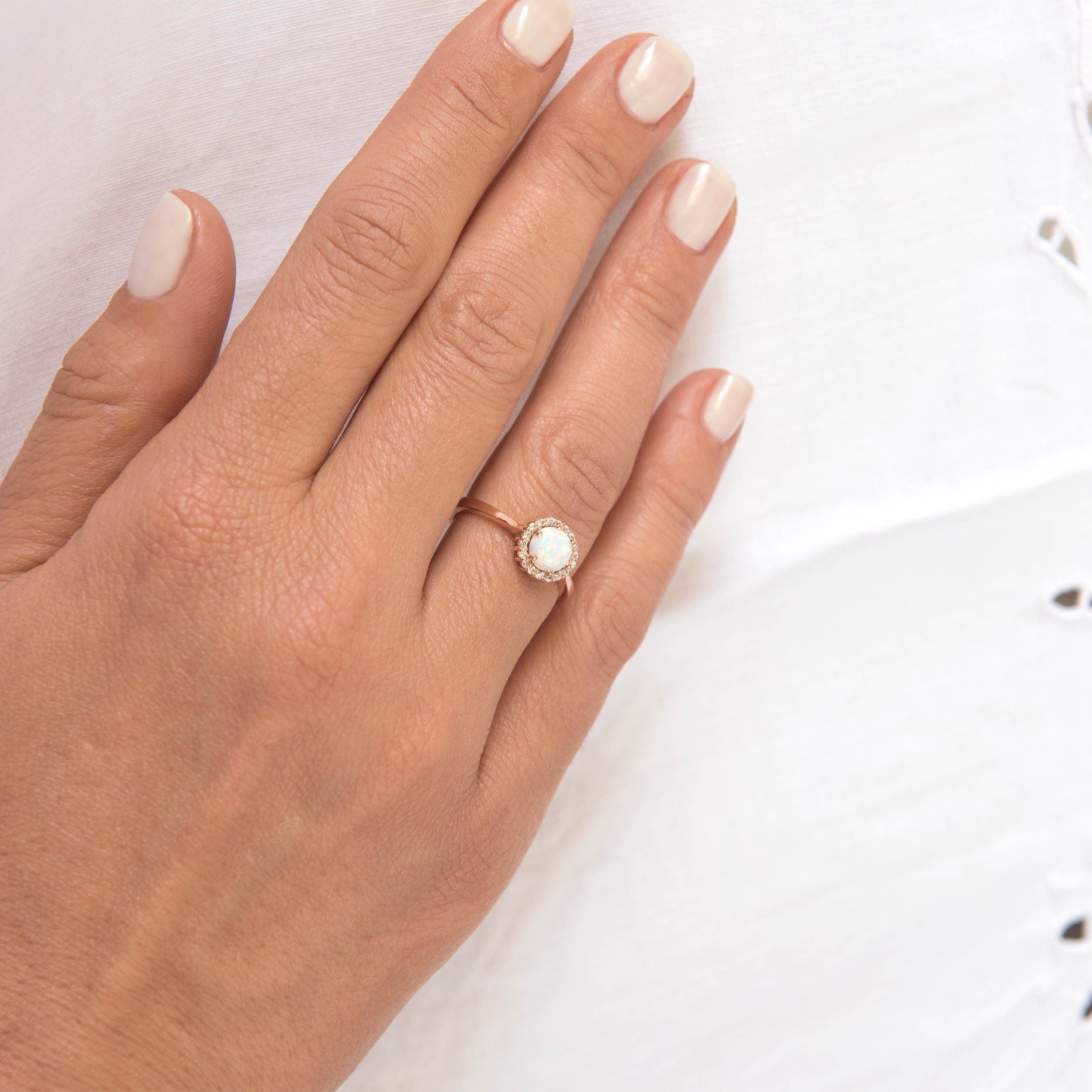 White Opal Ring, Gold Opal Ring, Fire Opal Ring, Circle Opal ring