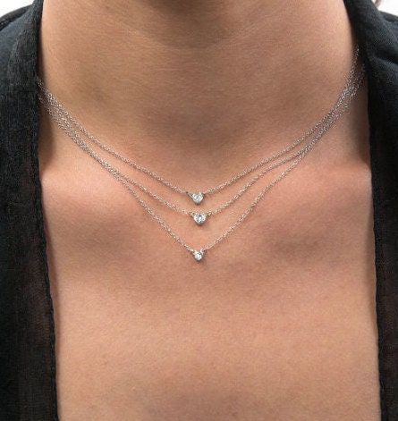 14K Gold Simulated Diamond Necklace 