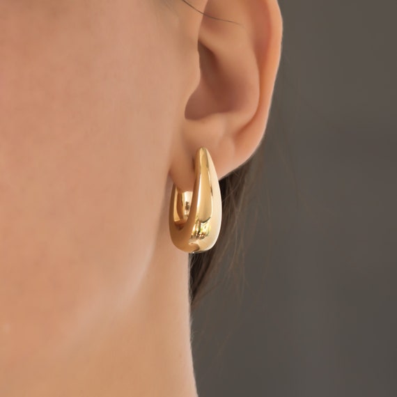 Medium Gold Chunky Hinged Hoop Earrings
